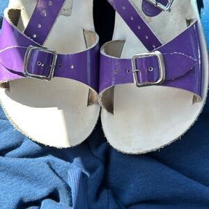 Salt Water Sandals by Hoy - purple patent leather surfer